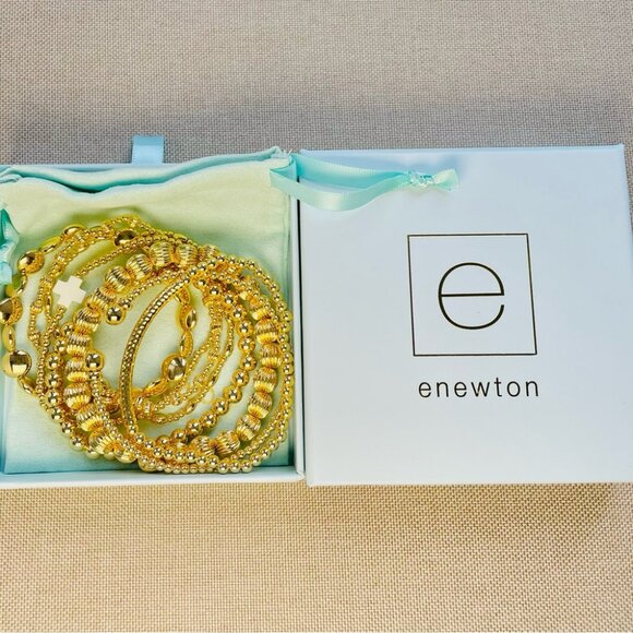 Enewton 8-Piece Gold Bead Cross Bracelet Stack Set - Picture 2 of 4